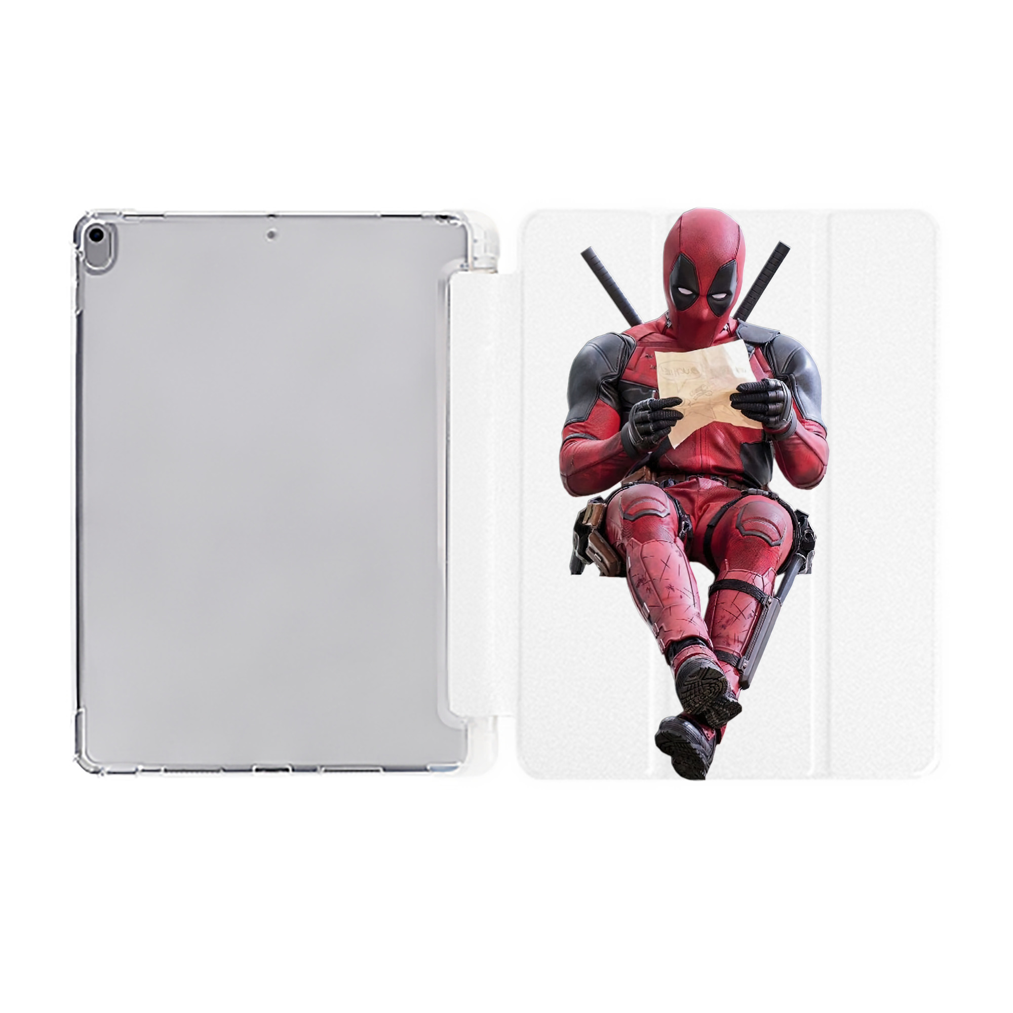 （画像用） Deadpool デッドプール IPad ケース ペン収納付き 三つ折りスタンド PUレザー×シリコン 対応機種9.5/10.5/10.9インチ